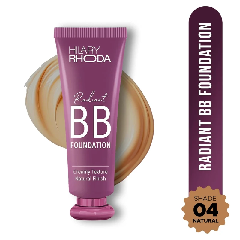 Hilary Rhoda Radiant BB Foundation for Women | 9 to 5 Stay BB Cream | Hides Blemishes & Dark Spots | Blend Easily | Lightweight & Ultra-Creamy Formula | Travel-Friendly & Dewy Finish - 60g (Natural| Shade 04) thumbnail 3